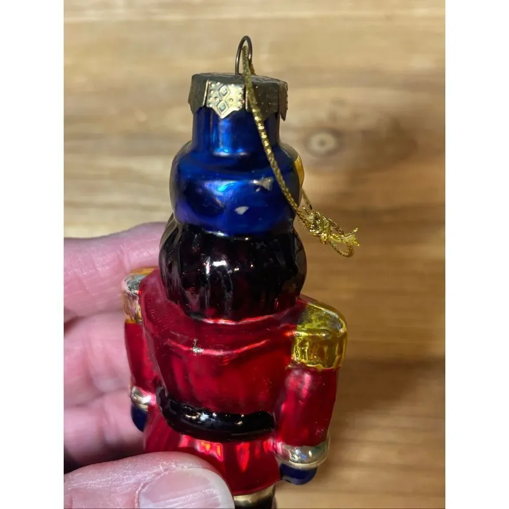 Vintage blown glass Christmas tree ornaments snowman and Nutcracker soldier bund